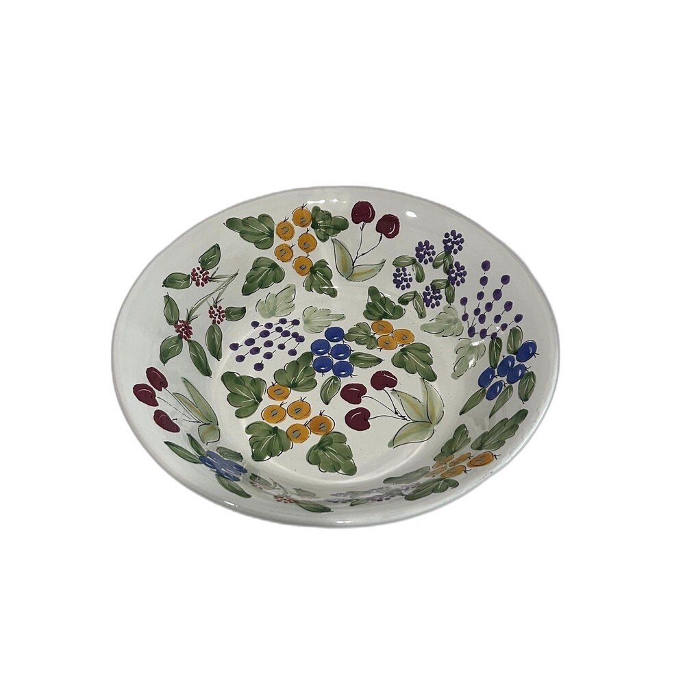 Mesa International “Mixed Berry“ pattern hand painted large ceramic serving bowl